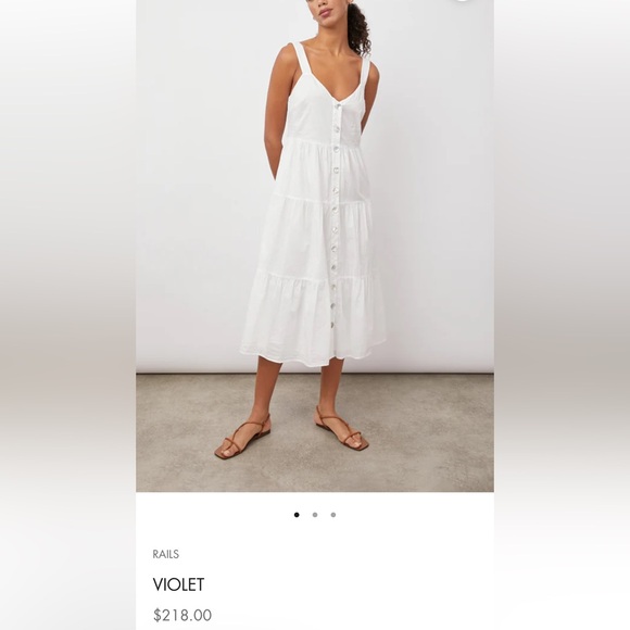 New Rails Violet White Cotton Shell Button Shoulder Strap Dress Women’s M - Picture 15 of 15